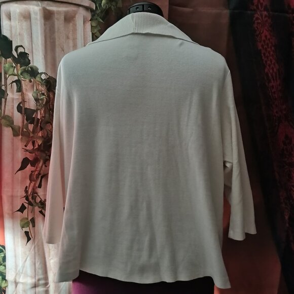 EUC: Rafaella 2X Ivory Cowl Neck Knit Sweater - Picture 2 of 3